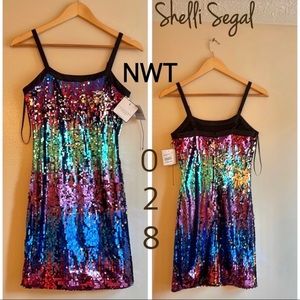 NWT (0)(2)(8) Shelli Segal LAUNDRY ombré sequined embellished purple turquoise